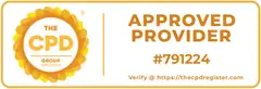 Official The CPD Group Approved Provider badge issued to Alpha Stochastic Research, reference #791224